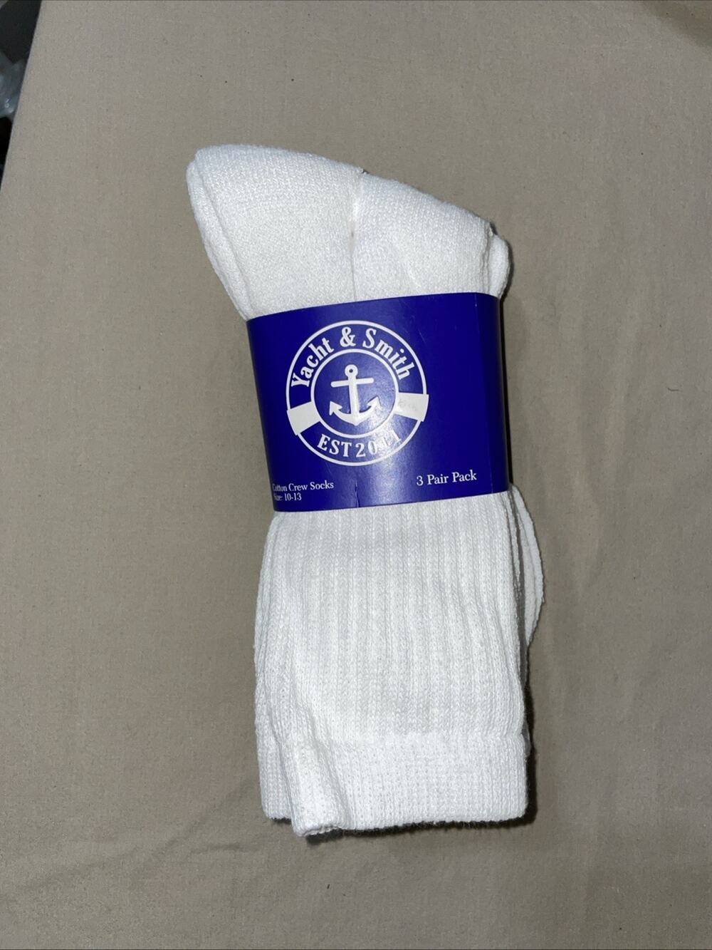 Pack Of 3 Pairs Yacht & Smith Men's White Mid Calf Cotton Crew Socks Size 10-13